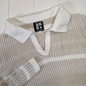 ANR+ Alp N Rock XL Luisa Ribbed Sweater Beige White Stripe Organic Cotton Blend